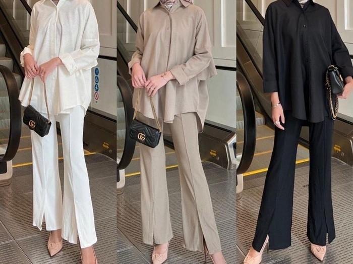 Inspirasi OOTD Hijab Slit Pants